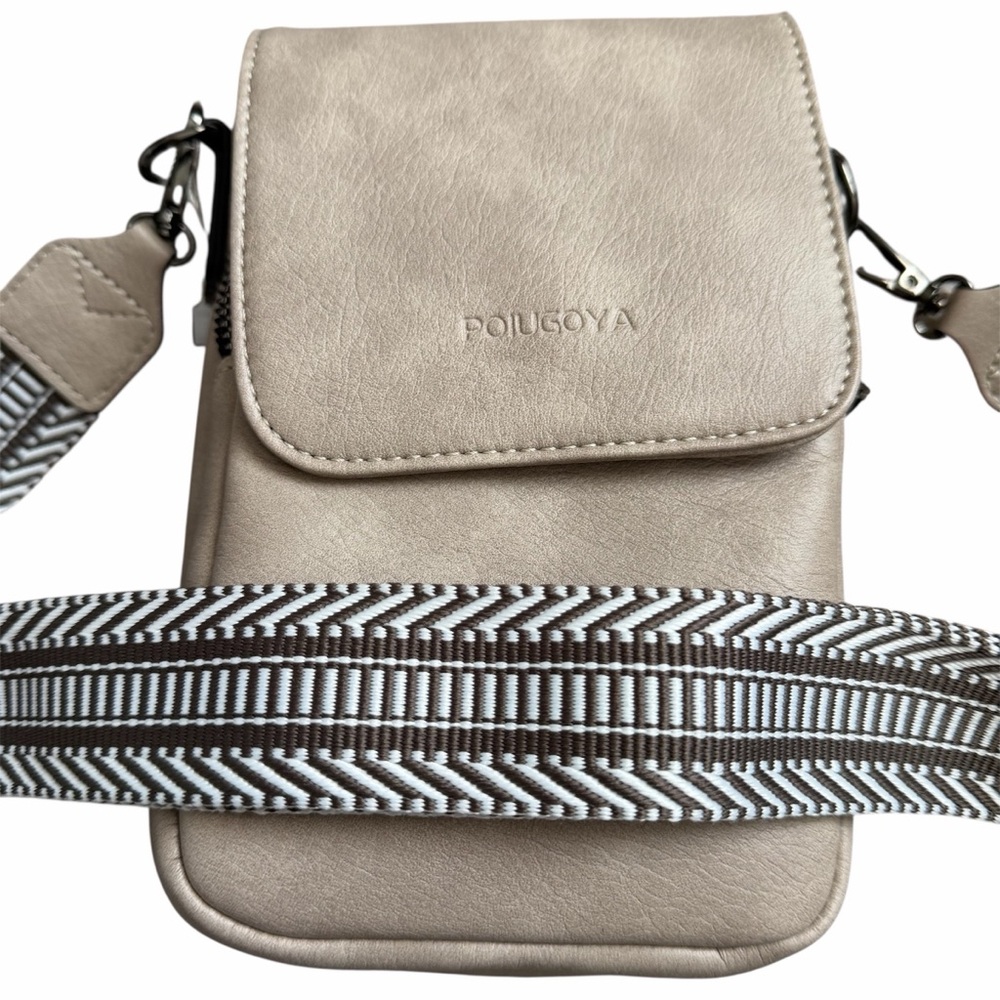 Poiugoya Vegan Leather Small Taupe Crossbody Bag - NWOT